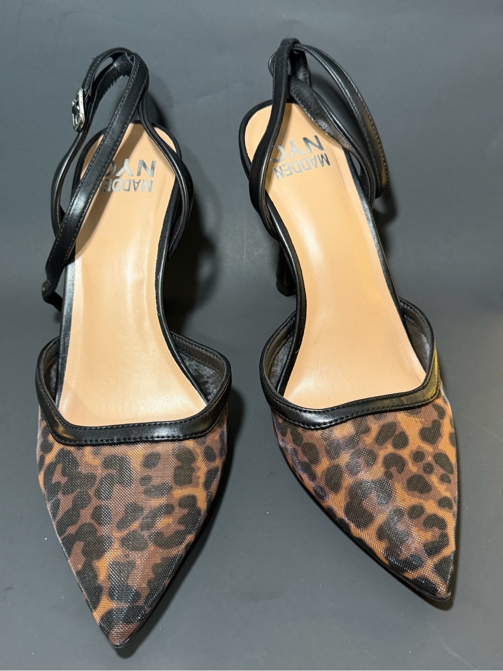 Madden NYC Leopard-Print Pointed Slingback Heels - Black & Brown